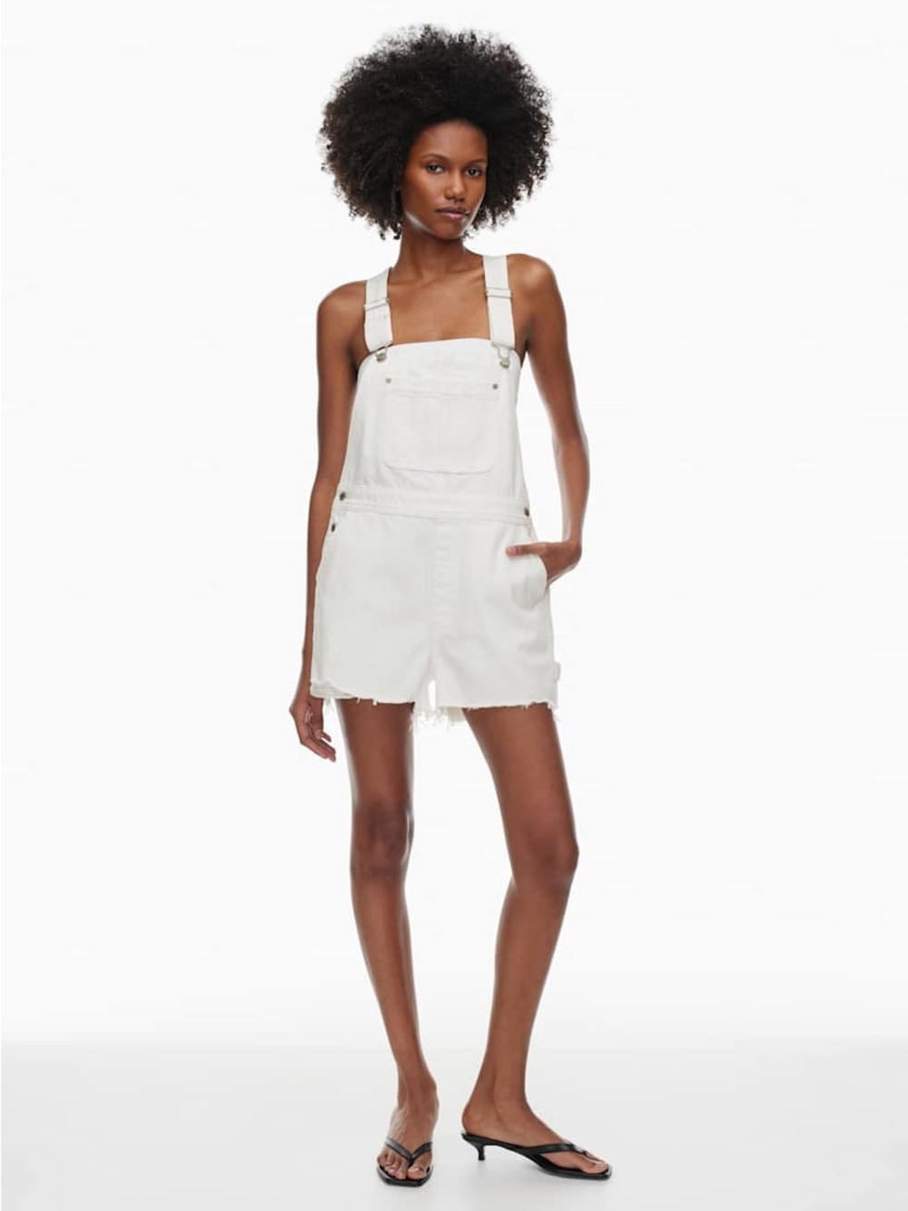 Aritzia Denim Forum White Overall Shorts